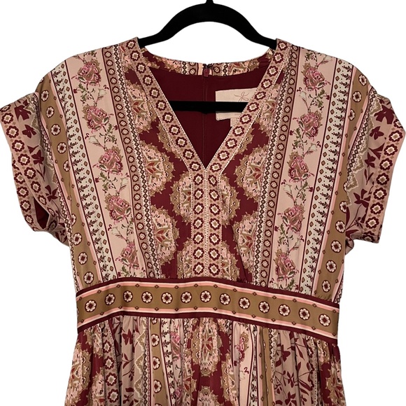 Gal Meets Glam Liza Charmeuse Pink/Burgundy Midi Dress Size 2 Petite‎ - Picture 2 of 9